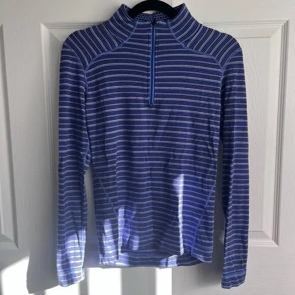 Smartwool 1/4 Zip Merino Wool Striped Pullover Women’s Small - Picture 1 of 6